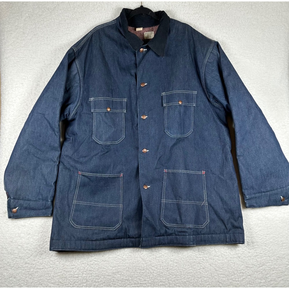 Vtg Big Mac JCPenney Navy Denim Blanket Lined Chore Coat Jacket 52-54 BIG REG